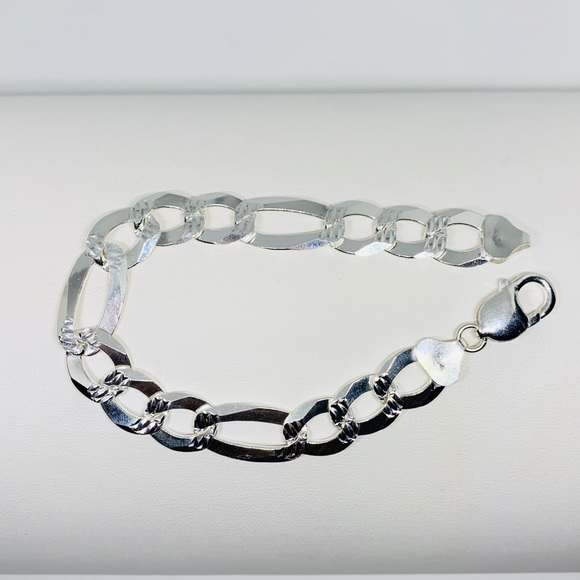 Sterling Silver 925 Men's Bracelet 9” 11mm - Picture 9 of 13